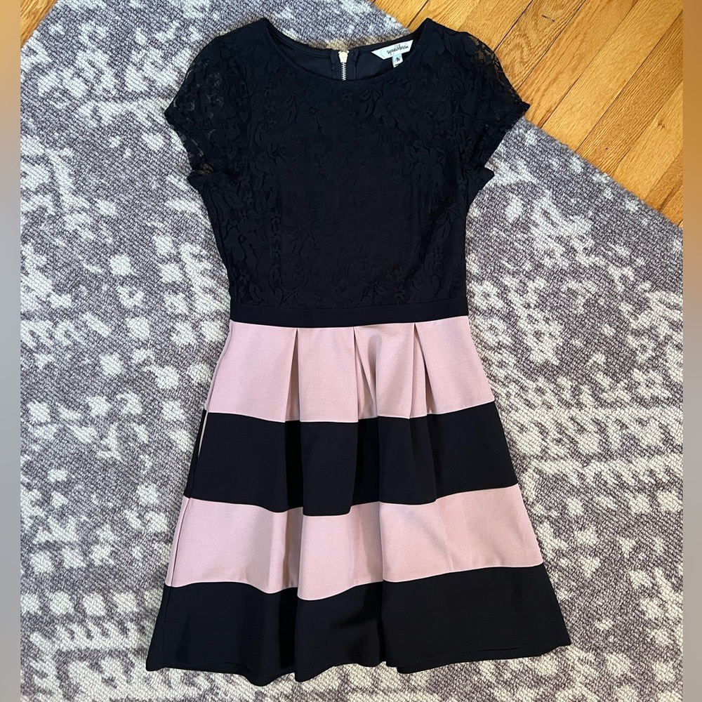 Speechless Juniors Striped Lace Fit and Flare Dress